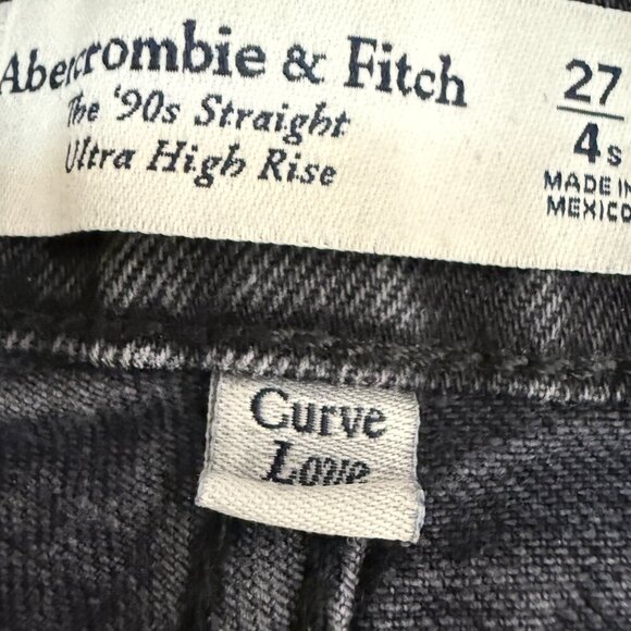 Abercrombie & Fitch Curve Love 90s Straight Ultra High Rise Jeans Women 4S Black - Picture 11 of 13